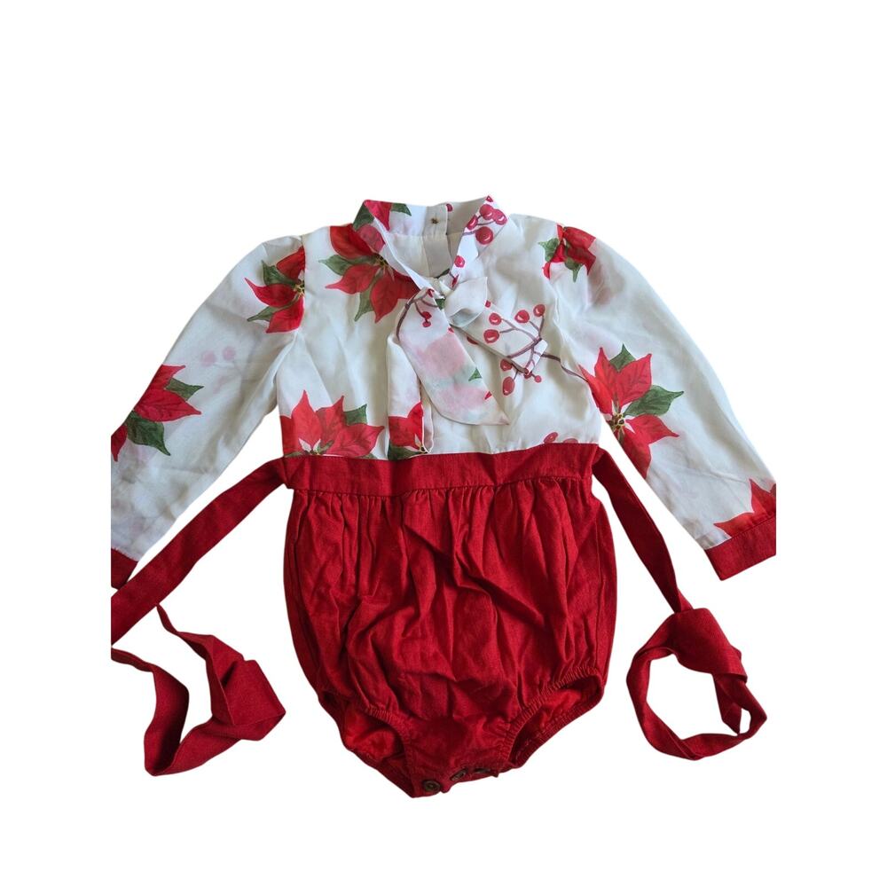 Eliza Grace Christmas Poinsettia Romper